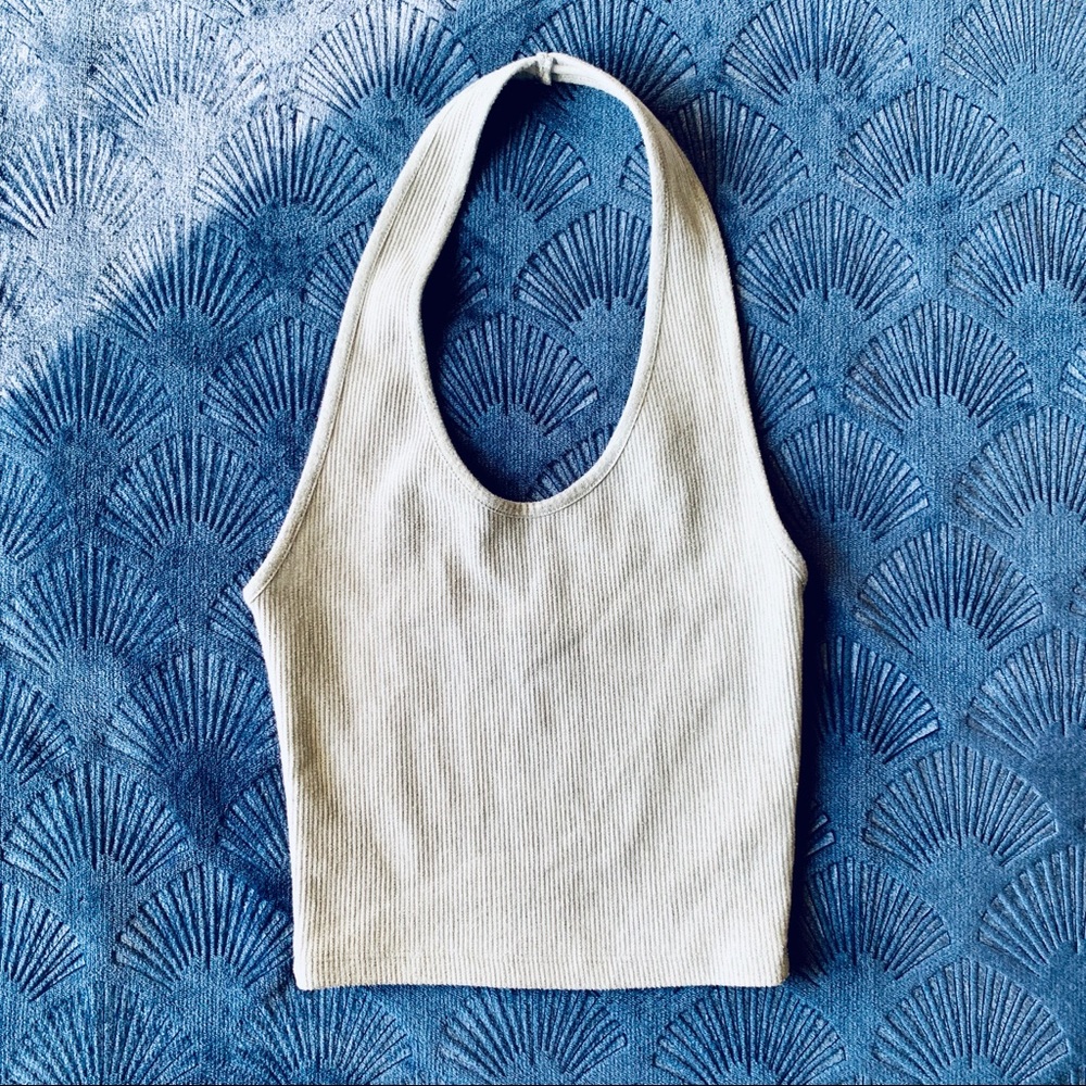 Topshop sz 2 gray ribbed crop tank top